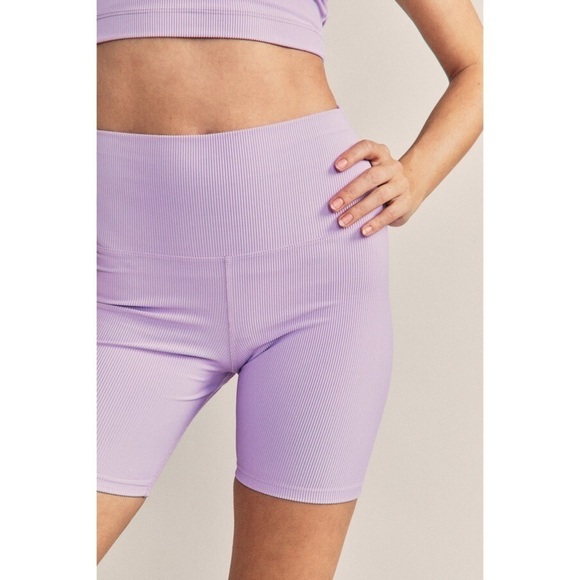 NEW LoveShackFancy x Beach Riot Ribbed High Waisted Bike Shorts Medium - Picture 8 of 8